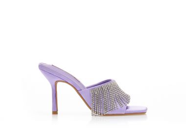 Mules μωβ σατέν με φάσα από στρας και ιδιαίτερο τακούνι ΜΩΒ - Tsoukalas - 