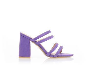 Mules μωβ σουέτ με πολλαπλά λουράκια ΜΩΒ - Tsoukalas - 