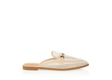 Mules μοκασίνια μπεζ με χρυσή αγκράφα ΜΠΕΖ - Tsoukalas - 