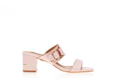 Mules ροζ δερματίνη με animal print και χρυσές λεπτομέρειες ΡΟΖ - Tsoukalas - 