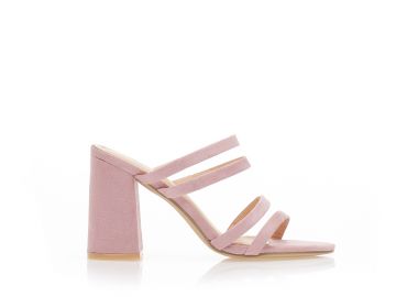 Mules ροζ σουέτ με πολλαπλά λουράκια ΡΟΖ - Tsoukalas - 
