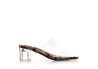 Mules TSOUKALAS animal print δερματίνη με διάφανη φάσα και τακούνι ΛΕΟΠΑΡ - Tsoukalas - 