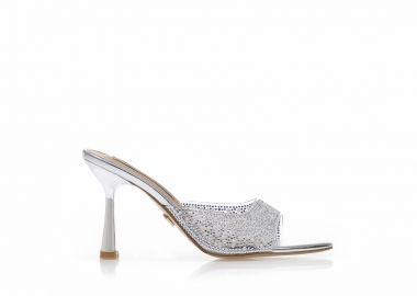 Mules TSOUKALAS ασημί δερματίνη με διαφάνεια και στρας ΑΣΗΜΙ - Tsoukalas - 