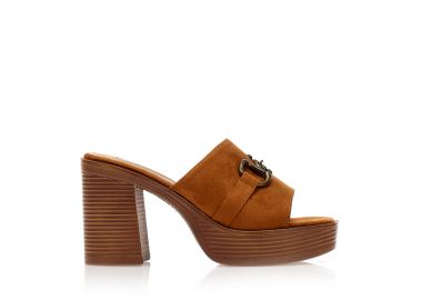 Mules TSOUKALAS κάμελ σουέτ με φιάπα και αγκράφα ΚΑΜΕΛ - Tsoukalas - 