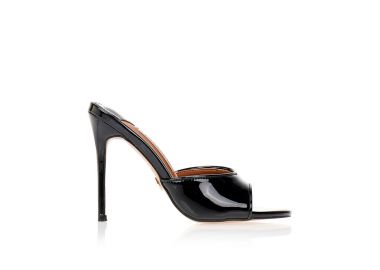 Mules TSOUKALAS μαύρα λουστρίνι με λεπτό τακούνι ΜΑΥΡΟ - Tsoukalas - 