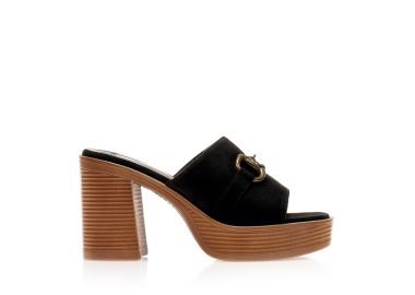 Mules TSOUKALAS μαύρα σουέτ με φιάπα και αγκράφα ΜΑΥΡΟ - Tsoukalas - 
