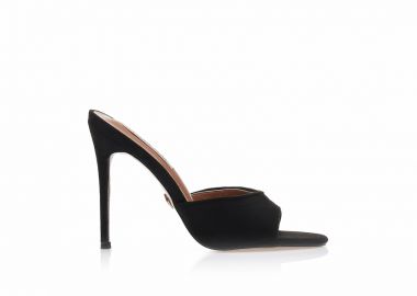 Mules TSOUKALAS μαύρα σουέτ με λεπτό τακούνι ΜΑΥΡΟ - Tsoukalas - 