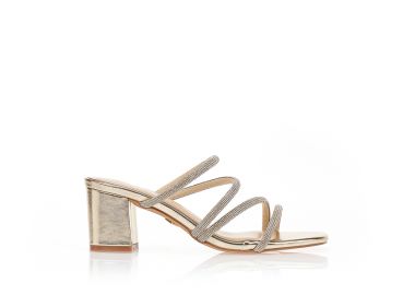 Mules TSOUKALAS με λουράκια από στρας ΧΡΥΣΟ - Tsoukalas - 