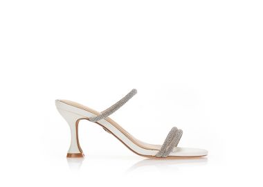 Mules TSOUKALAS με λουράκια από στρας ΛΕΥΚΟ - Tsoukalas - 