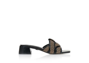 Mules TSOUKALAS με ψάθινη φάσα ΜΑΥΡΟ - Tsoukalas - 