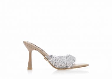 Mules TSOUKALAS μπεζ δερματίνη με διαφάνεια και στρας ΜΠΕΖ - Tsoukalas - 