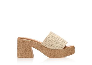 Mules TSOUKALAS μπεζ με ψάθινη φάσα και φιάπα ΜΠΕΖ - Tsoukalas - 