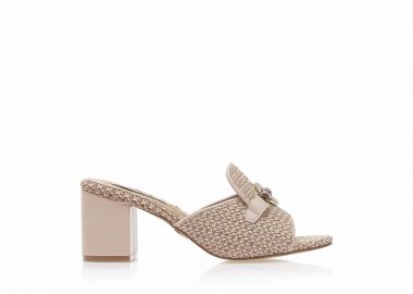 Mules TSOUKALAS nude δερματίνη με πλέξη και αγκράφα NUDE - Tsoukalas - 