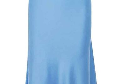 must have σατέν φούστα Julienne σιέλ - PerfectDress.gr - 