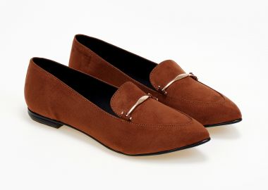 Μυτερά καστόρινα loafers με μεταλλική λεπτομέρεια - Ταμπά - Issue - 