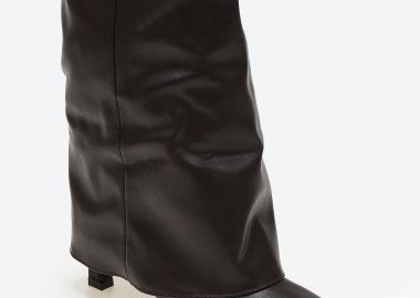 Μυτερά μποτάκια με εφέ γκέτας - Καφέ - Issue - 