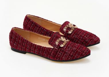 Μυτερά υφασμάτινα loafers - Μπορντώ - Issue - 