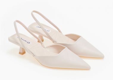 Μυτερές εξώφτερνες γόβες με χαμηλό τακούνι - Μπεζ - Issue - 