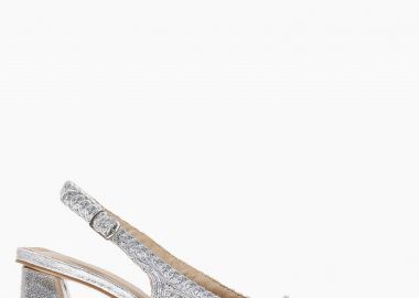 Μυτερές εξώφτερνες γόβες με χοντρό τακούνι και ψάθινο σχέδιο - Ασημί - Issue - 