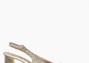 Μυτερές εξώφτερνες γόβες με χοντρό τακούνι και ψάθινο σχέδιο - Χρυσό - Issue - 