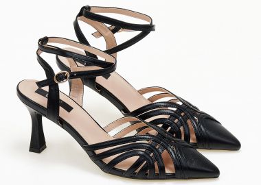 Μυτερές εξώφτερνες γόβες με λεπτό τακούνι και ανοίγματα - Μαύρο - Issue - 