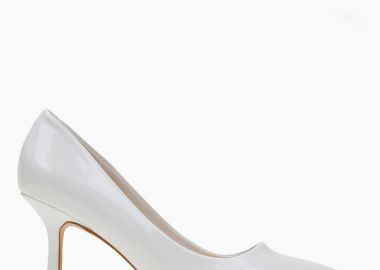 Μυτερές γόβες λουστρίνι με λεπτό τακούνι - Λευκό - Issue - 