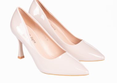 Μυτερές γόβες λουστρίνι με λεπτό τακούνι - Μπεζ - Issue - 