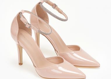 Μυτερές γόβες λουστρίνι με λεπτό τακούνι - Nude - Issue - 