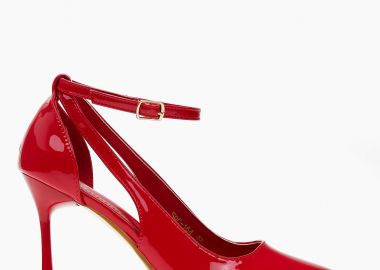 Μυτερές γόβες λουστρίνι με μπαρέτα και ανοίγματα - Κόκκινο - Issue - 