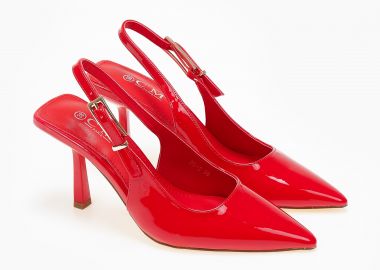 Μυτερές γόβες λουστρίνι open heel - Κόκκινο - Issue - 