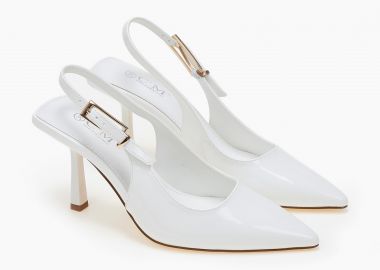 Μυτερές γόβες λουστρίνι open heel - Λευκό - Issue - 