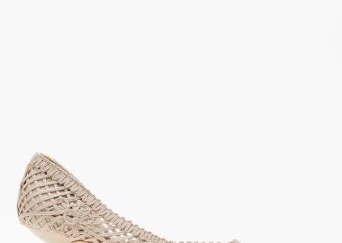 Μυτερές γόβες με χαμηλό τακούνι και πλεκτό σχέδιο - Μπεζ - Issue - 