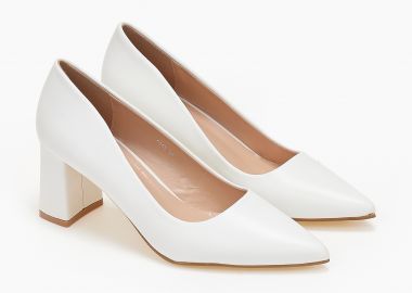 Μυτερές γόβες με χοντρό τακούνι - Λευκό - Issue - 