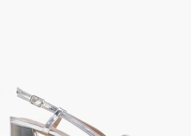 Μυτερές γόβες με χοντρό τακούνι και πλεκτό σχέδιο - Ασημί - Issue - 