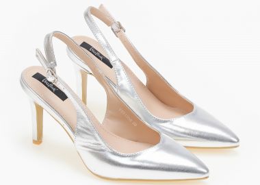 Μυτερές γόβες με λεπτό τακούνι - Ασημί - Issue - 