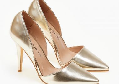 Μυτερές γόβες με λεπτό τακούνι και ανοίγματα - Χρυσό - Issue - 