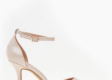 Μυτερές γόβες με μπαρέτα και λεπτό τακούνι - Μπεζ - Issue - 