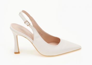 Μυτερές γόβες open heel με ψηλό τακούνι - Μπεζ - Issue - 