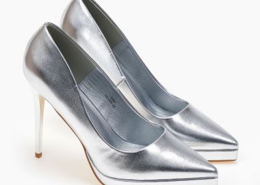 Μυτερές γόβες στιλέτο με λεπτή φιάπα - Ασημί - Issue - 