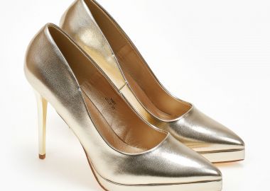 Μυτερές γόβες στιλέτο με λεπτή φιάπα - Χρυσό - Issue - 