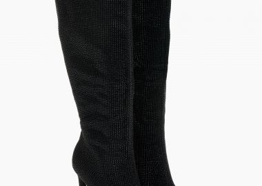 Μυτερές μπότες με στρας και λεπτό τακούνι - Μαύρο - Issue - 