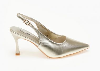 Μυτερές open heel γόβες με λεπτό τακούνι - Χρυσό - Issue - 