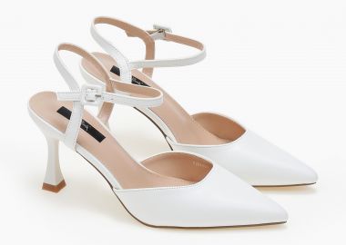 Μυτερές open heel γόβες με λεπτό τακούνι - Λευκό - Issue - 