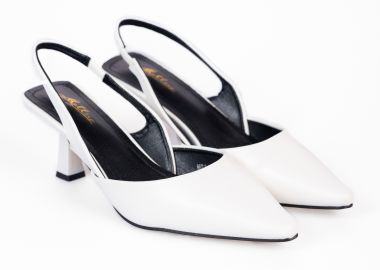 Μυτερές open heel γόβες με λεπτό τακούνι - Λευκό - Issue - 