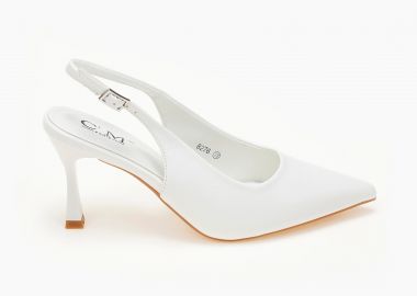 Μυτερές open heel γόβες με λεπτό τακούνι - Λευκό - Issue - 