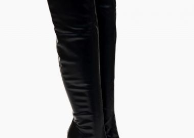 Μυτερές over the knee μπότες με λεπτό τακούνι - Μαύρο - Issue - 