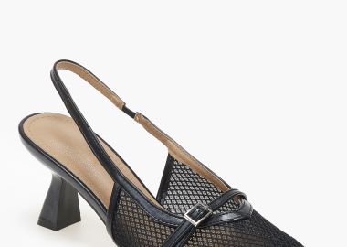 Μυτερές slingback γόβες με δίχτυ - Μαύρο - Issue - 