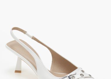 Μυτερές slingback γόβες με μεταλλικές λεπτομέρειες - Λευκό - Issue - 