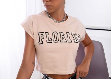 MY FLORIDA BEIGE CROP T-SHIRT - sense-shop - 