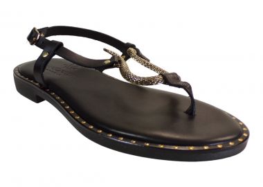 Myconian Greek Sandals Γυμαικεία Παπούτσια Πέδιλα 2282 Μαύρο - Myconian Greek Sandals - 